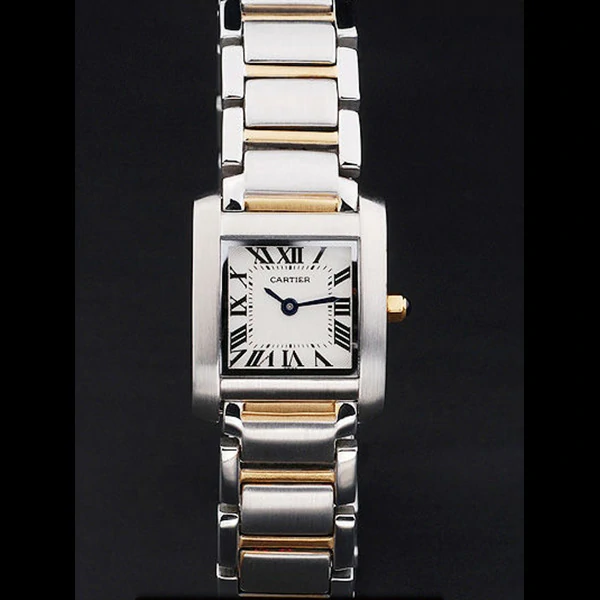 Cartier Tank Francaise 22mm White Dial Stainless Steel Case Two Tone Bracelet new57544