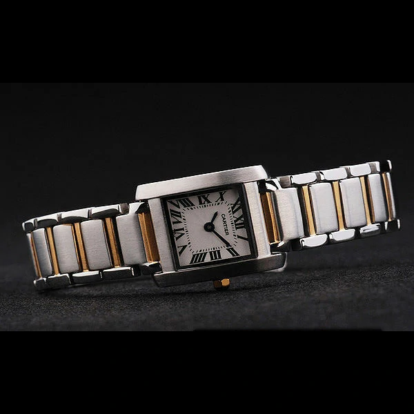 Cartier Tank Francaise 22mm White Dial Stainless Steel Case Two Tone Bracelet new57544