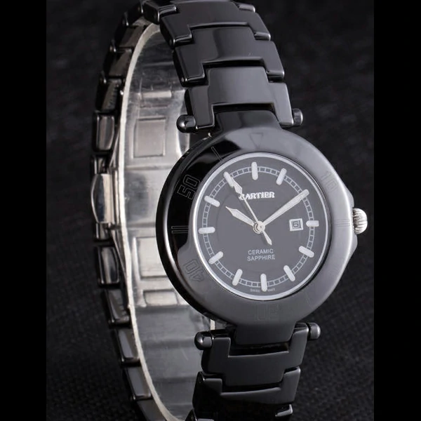 Cartier Pasha 34mm Black Dial Black Ceramic Case Rubber Bracelet new57545