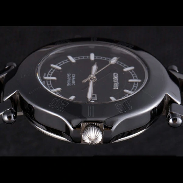 Cartier Pasha 34mm Black Dial Black Ceramic Case Rubber Bracelet new57545