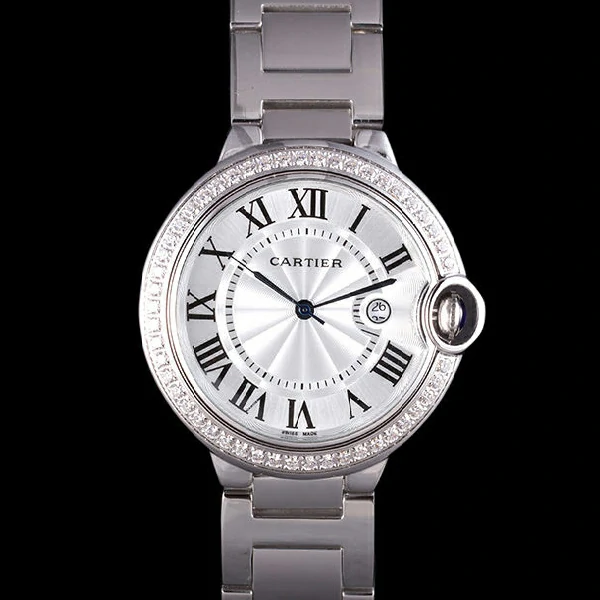 Cartier Ballon Bleu 42mm White Dial Diamonds Stainless Steel Case And Bracelet new57552