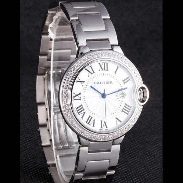 Cartier Ballon Bleu 42mm White Dial Diamonds Stainless Steel Case And Bracelet new57552