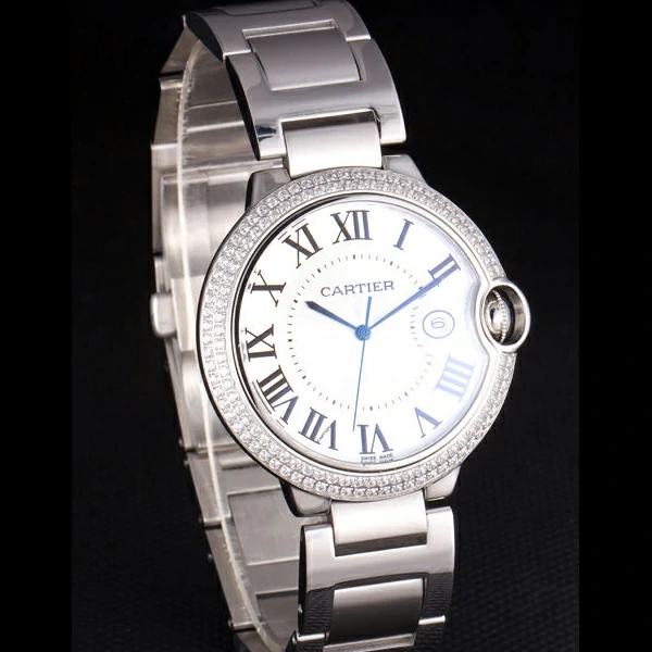 Cartier Ballon Bleu 44mm White Dial Diamonds Stainless Steel Case And Bracelet new57554