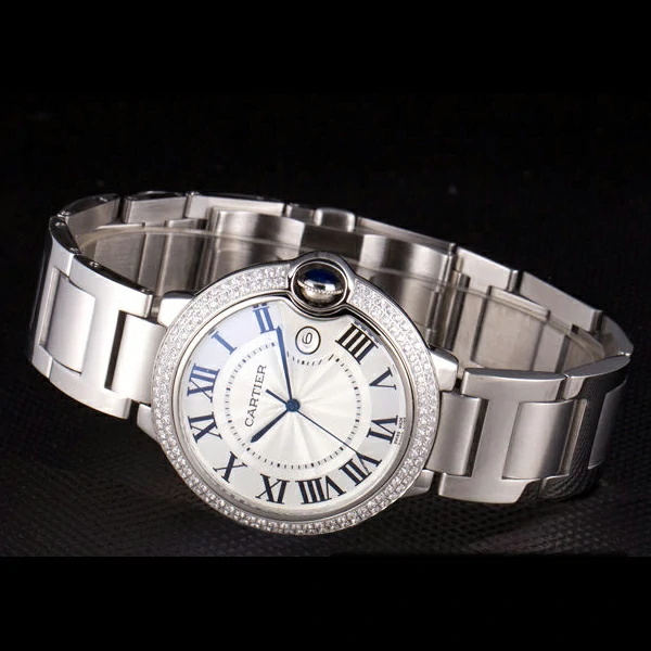 Cartier Ballon Bleu 44mm White Dial Diamonds Stainless Steel Case And Bracelet new57554