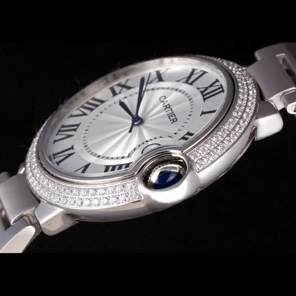 Cartier Ballon Bleu 44mm White Dial Diamonds Stainless Steel Case And Bracelet new57554