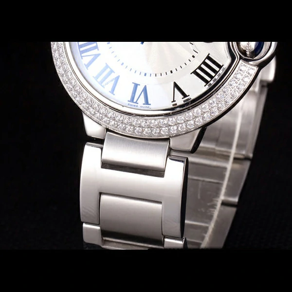 Cartier Ballon Bleu 44mm White Dial Diamonds Stainless Steel Case And Bracelet new57554