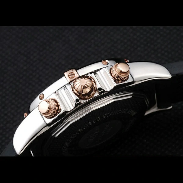 Breitling Chronomat Rose Gold Highlight Ribbed Black Rubber Strap White Dial new58051
