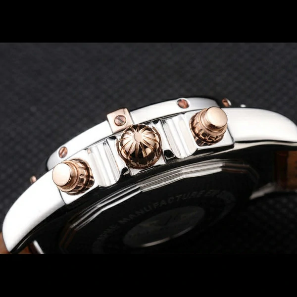 Breitling Chronomat Yellow Gold Highlight Brown Leather Strap Roman Number White Dial new58052
