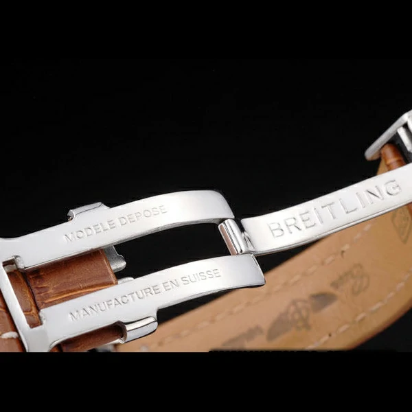 Breitling Chronomat Yellow Gold Highlight Brown Leather Strap Roman Number White Dial new58052