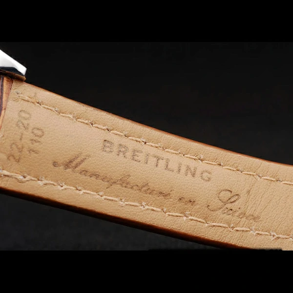 Breitling Chronomat Yellow Gold Highlight Brown Leather Strap Roman Number White Dial new58052