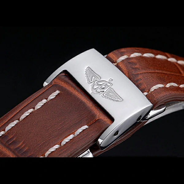 Breitling Chronomat Rose Gold Highlight Brown Leather Strap Roman Number White Dial new58059