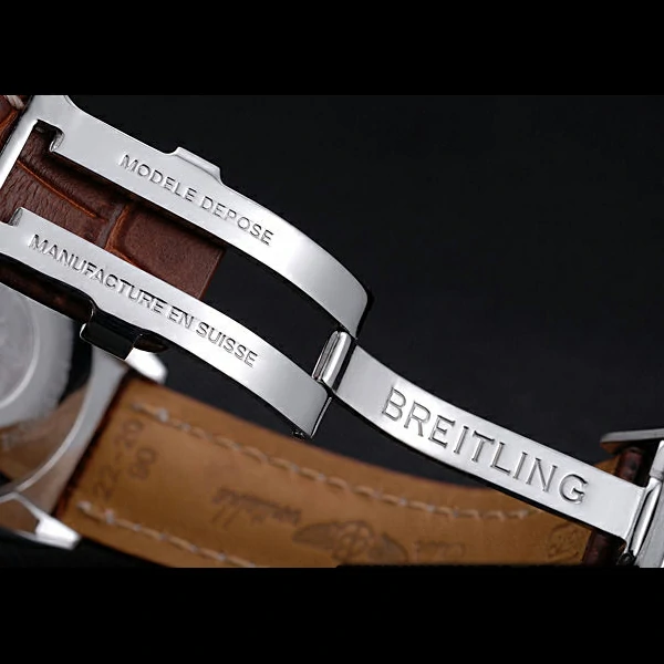 Breitling Chronomat Rose Gold Highlight Brown Leather Strap Roman Number White Dial new58059