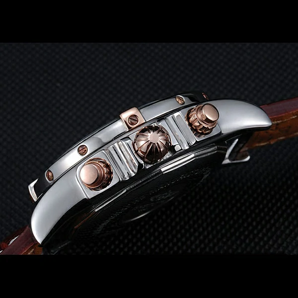 Breitling Chronomat Yellow Gold Highlight Brown Leather Strap White And Grey Dial new58060
