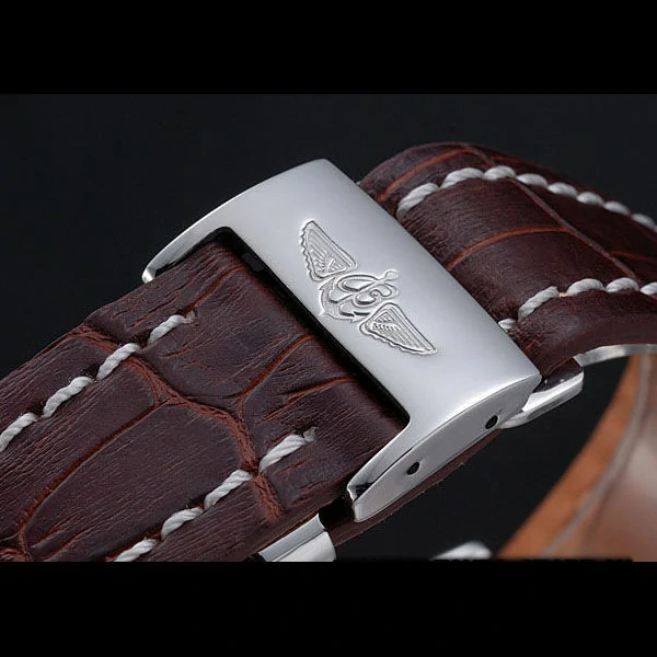 Breitling Chronomat Yellow Gold Highlight Brown Leather Strap White And Grey Dial new58060