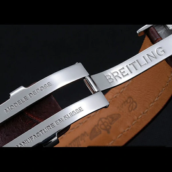 Breitling Chronomat Yellow Gold Highlight Brown Leather Strap White And Grey Dial new58060