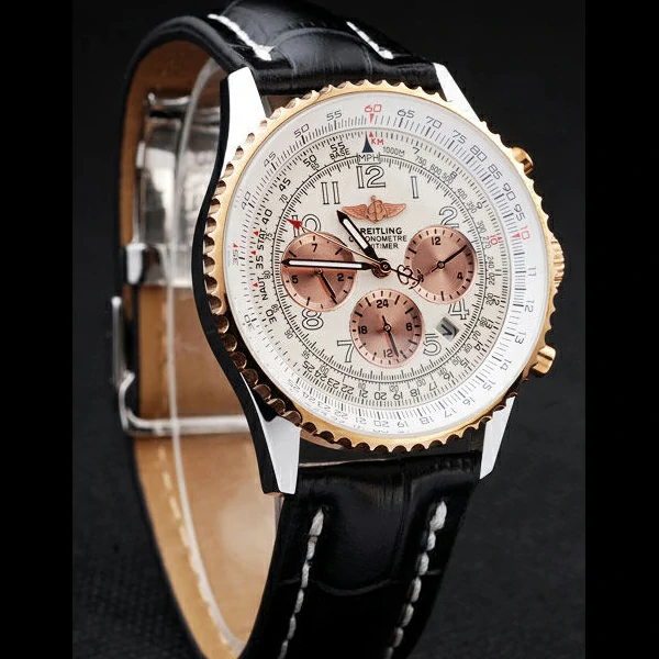 Breitling Navitimer Black Leather Strap White Dial new58061