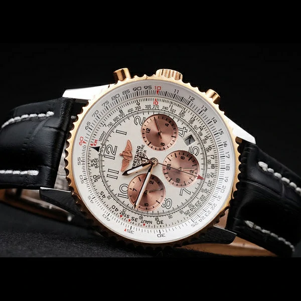Breitling Navitimer Black Leather Strap White Dial new58061