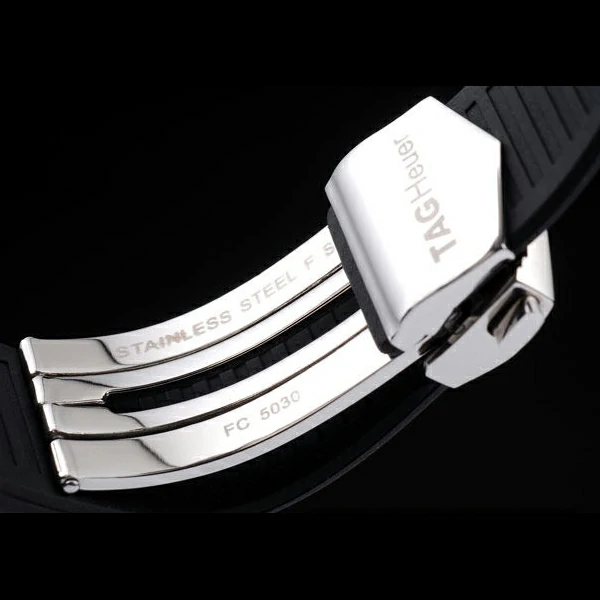 Tag Heuer SLR Tachymeter Bezel Black Rubber Strap White Dial new58074