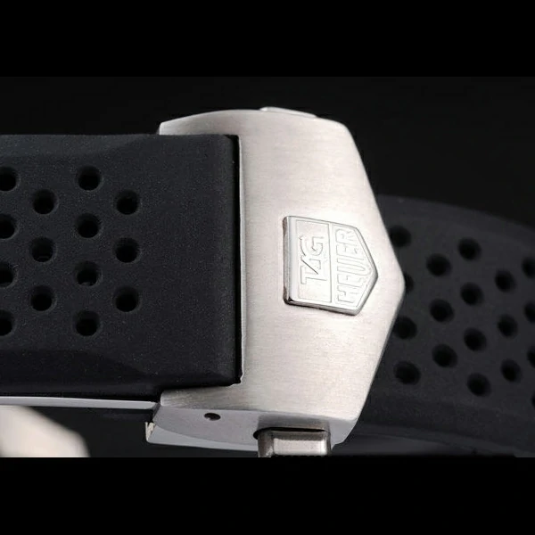Tag Heuer Carrera Tachymeter Bezel Perforated Black Rubber Strap White Dial new58078