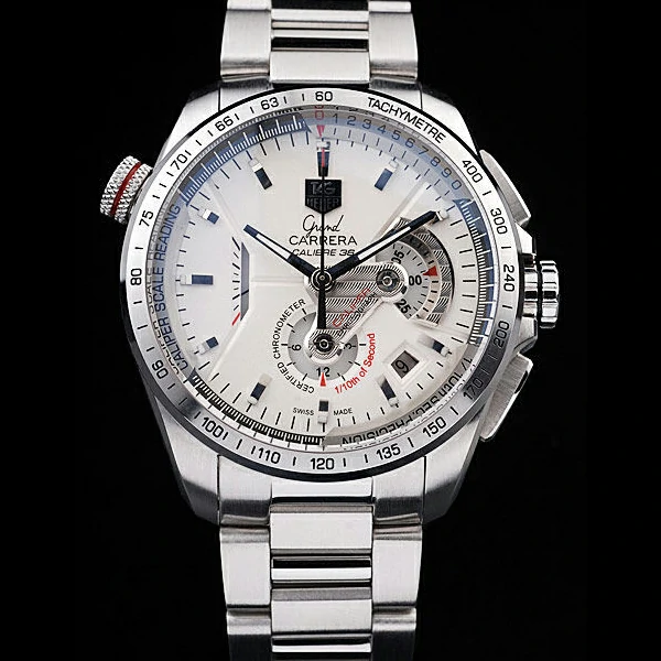 Tag Heuer Carrera Tachymeter Bezel Stainless Steel White Dial new58079