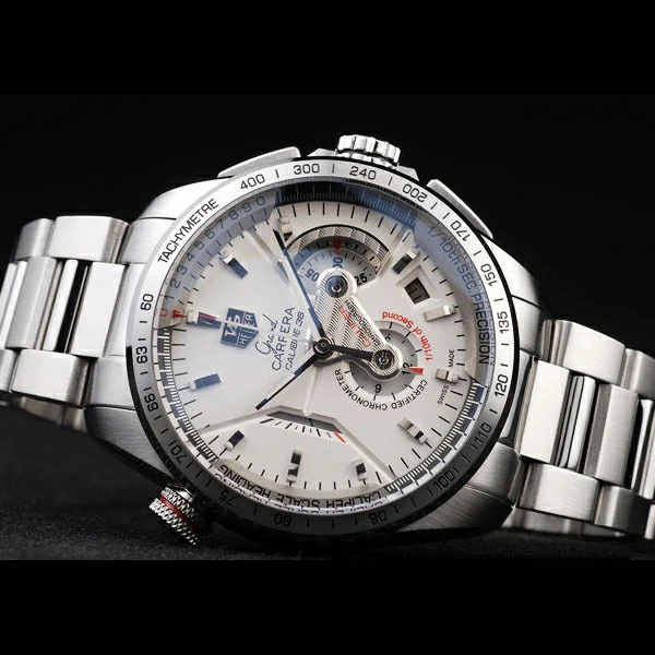 Tag Heuer Carrera Tachymeter Bezel Stainless Steel White Dial new58079