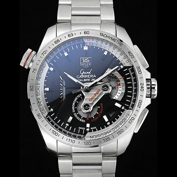 Tag Heuer Carrera Tachymeter Bezel Stainless Steel Black Dial new58080