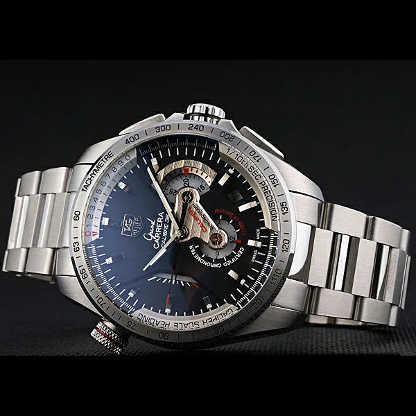 Tag Heuer Carrera Tachymeter Bezel Stainless Steel Black Dial new58080