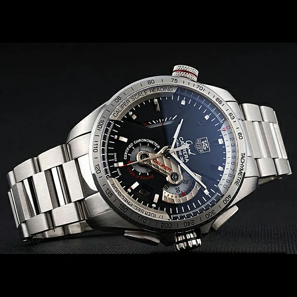 Tag Heuer Carrera Tachymeter Bezel Stainless Steel Black Dial new58080