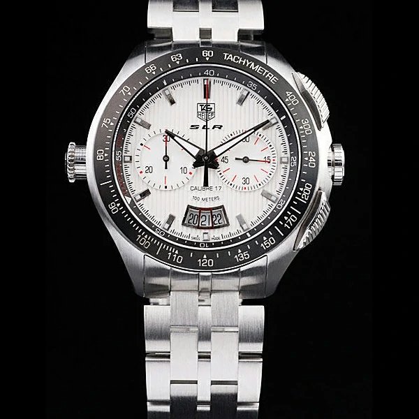 Tag Heuer SLR Tachymeter Bezel Stainless Steel White Dial new58082