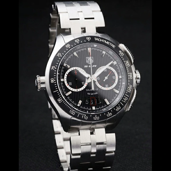 Tag Heuer SLR Tachymeter Bezel Stainless Steel Black Dial new58083