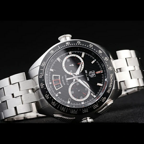 Tag Heuer SLR Tachymeter Bezel Stainless Steel Black Dial new58083