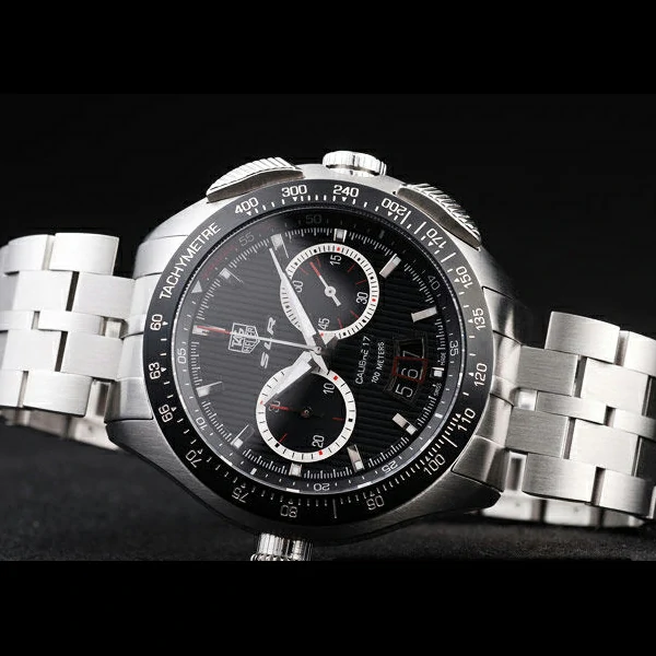 Tag Heuer SLR Tachymeter Bezel Stainless Steel Black Dial new58083