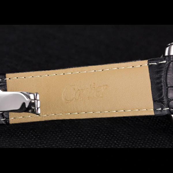 Cartier Calibre Flying Tourbillon White Dial Stainless Steel Case Black Leather Bracelet new58104