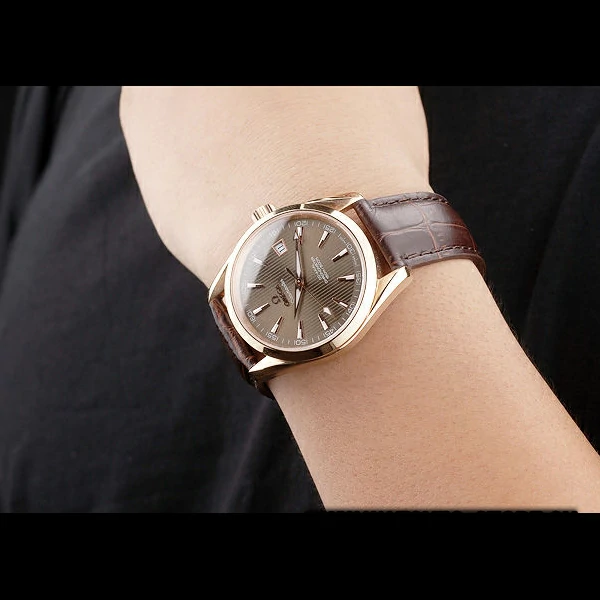 Omega Seamaster Railmaster Brown Strap Brown Striped Dial new58120