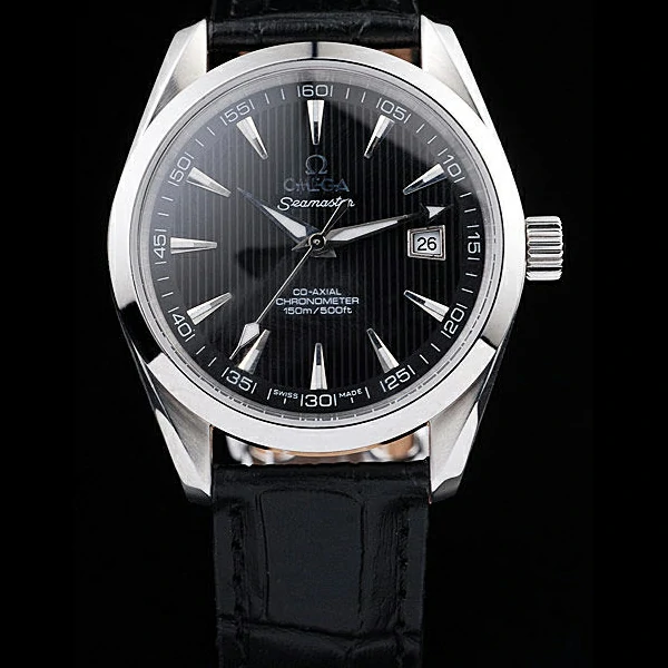 Omega Seamaster Railmaster Black Strap Black Striped Dial new58122