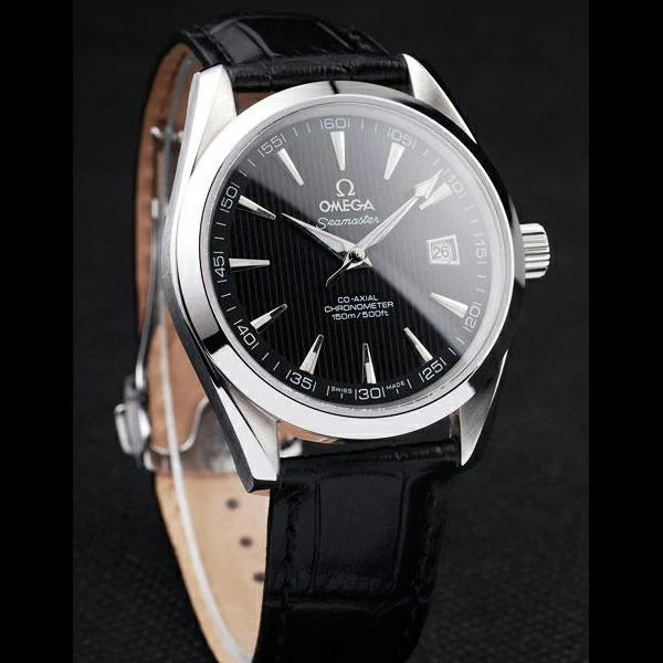 Omega Seamaster Railmaster Black Strap Black Striped Dial new58122