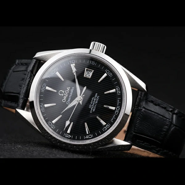 Omega Seamaster Railmaster Black Strap Black Striped Dial new58122