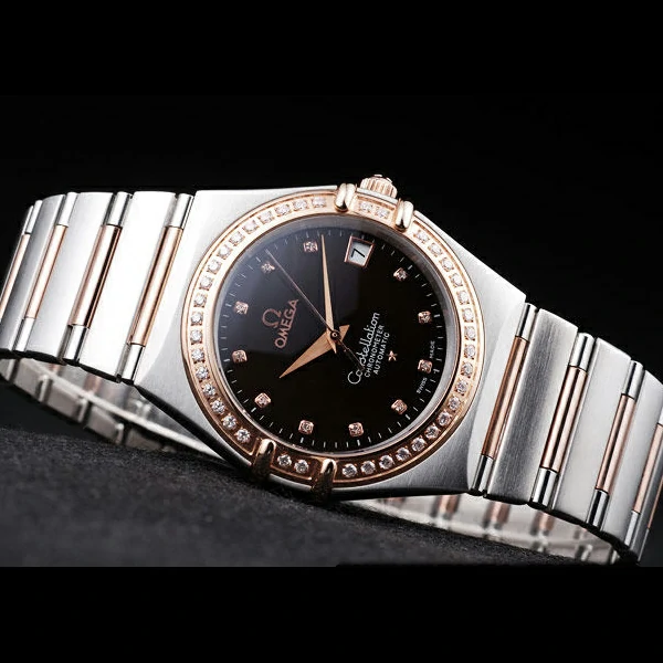 Omega Constellation Jewelry Diamond Case Black Dial new58125