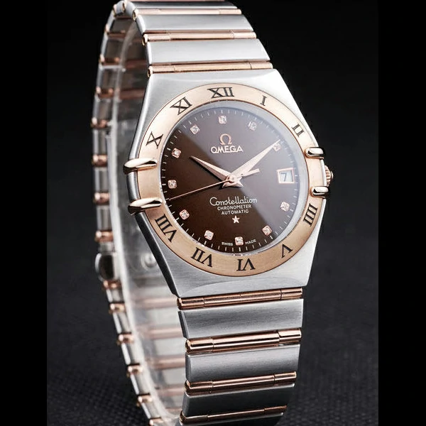 Omega Constellation Jewelry Rose Gold Case Black Dial new58126