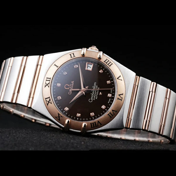 Omega Constellation Jewelry Rose Gold Case Black Dial new58126