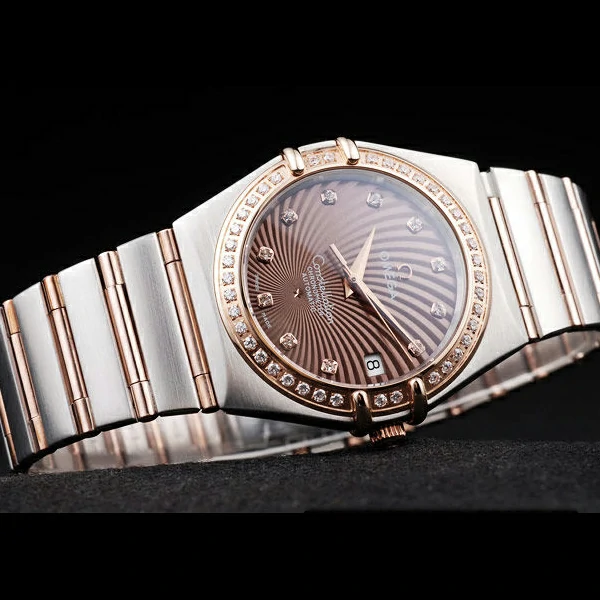 Omega Constellation Jewelry Diamond Case Radial Emblem Brown Dial new58127