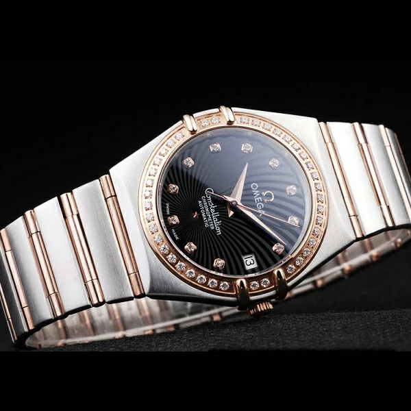 Omega Constellation Jewelry Diamond Case Radial Emblem Black Dial new58130