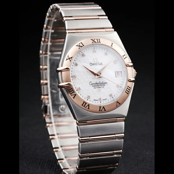 Omega Constellation Jewelry Rose Gold Case Omega Emblem White Dial new58131