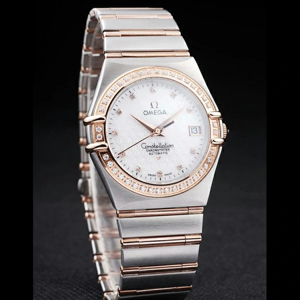 Omega Constellation Jewelry Diamond Case Omega Emblem White Dial new58133