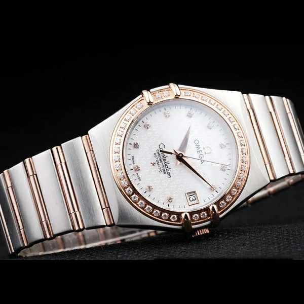 Omega Constellation Jewelry Diamond Case Omega Emblem White Dial new58133