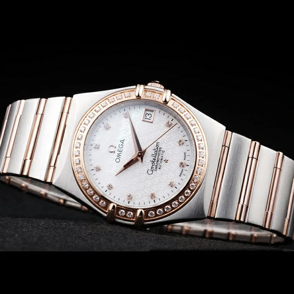 Omega Constellation Jewelry Diamond Case Omega Emblem White Dial new58133
