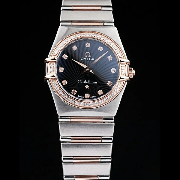 Omega Constellation Jewelry Diamond Case Radial Emblem Black Dial new58136