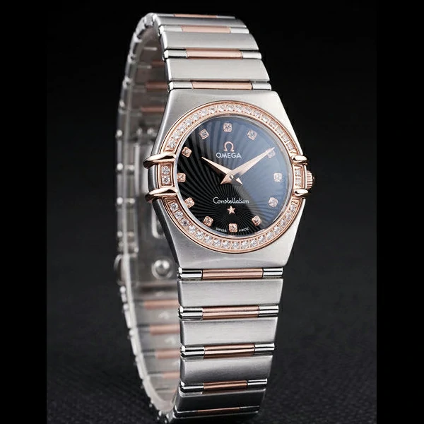 Omega Constellation Jewelry Diamond Case Radial Emblem Black Dial new58136