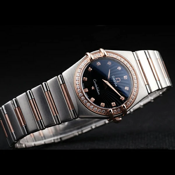 Omega Constellation Jewelry Diamond Case Radial Emblem Black Dial new58136