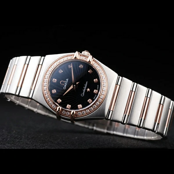 Omega Constellation Jewelry Diamond Case Radial Emblem Black Dial new58136
